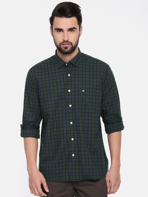 

Arrow Sport Men Green & Navy Blue Regular Fit Checked Casual Shirt