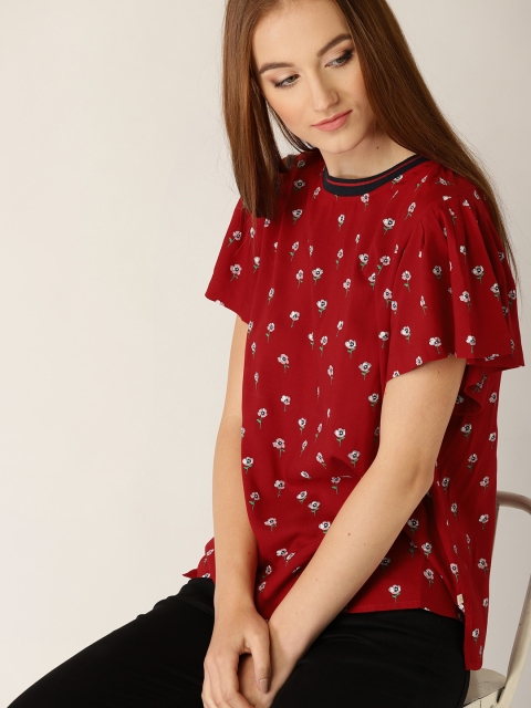 

United Colors of Benetton Women Red Printed Top