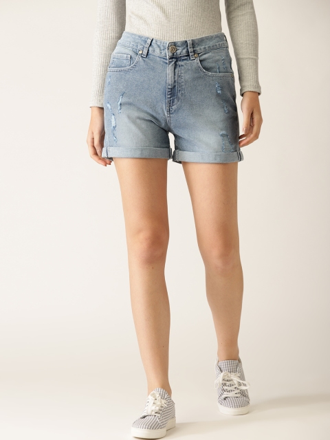 

United Colors of Benetton Women Blue Washed Regular Fit Denim Shorts