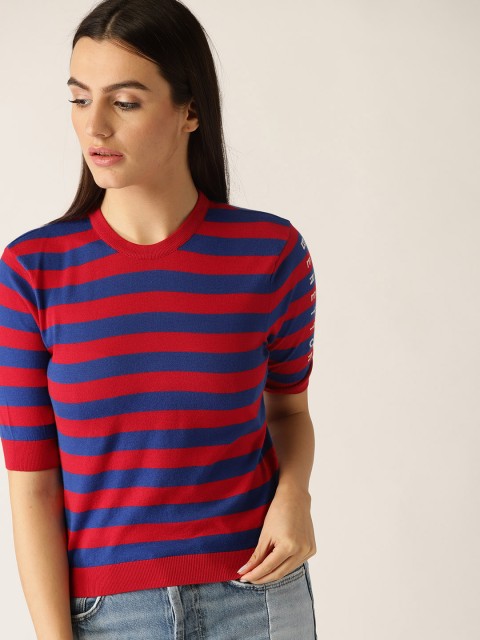 

United Colors of Benetton Women Red & Blue Striped Top