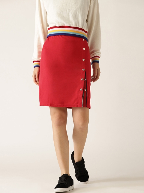 

United Colors Of Benetton Red Solid Straight Skirt