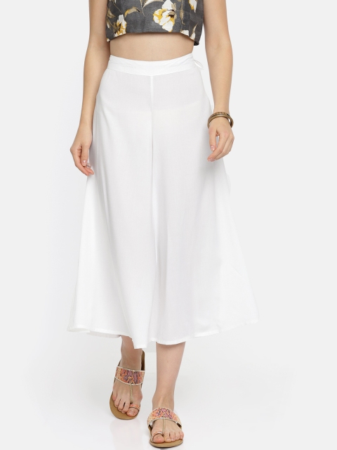 

Colour Me by Melange Women White Flared Solid Culottes