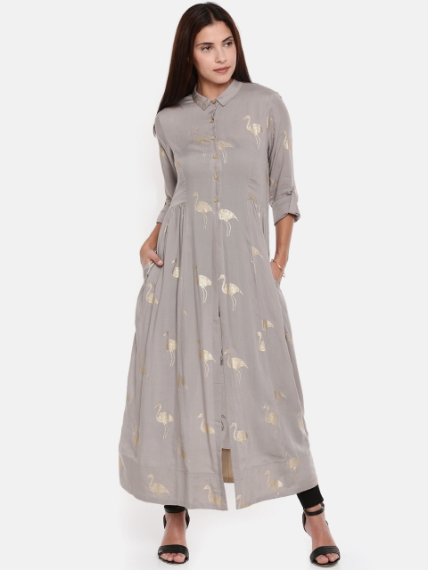 

Colour Me by Melange Women Grey Printed A-Line Kurta