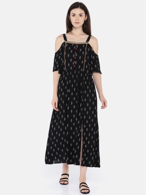 

Colour Me by Melange Women Black Printed A-Line Dress