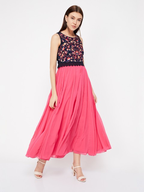 

Colour Me by Melange Women Pink Embroidered Maxi Dress