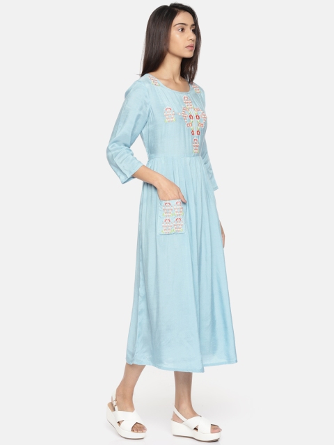 

Colour Me by Melange Women Blue Solid A-Line Dress