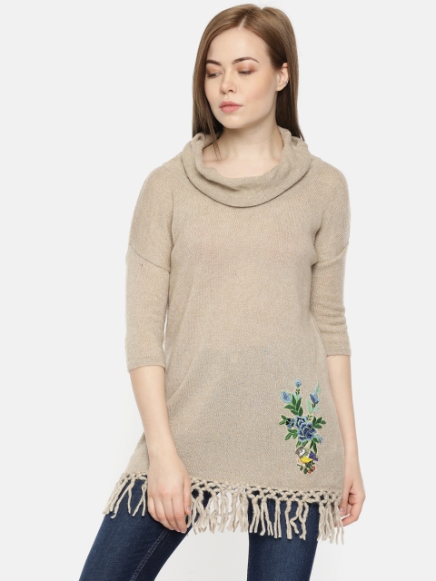 

Colour Me by Melange Women Beige Self-Design Top