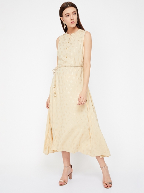 

Colour Me by Melange Women Beige Printed A-Line Dress
