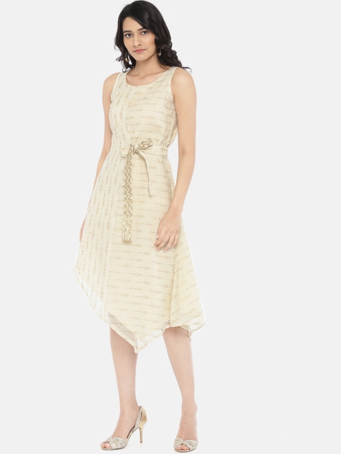 

Colour Me by Melange Women Off-White Printed Fit & Flare Dress
