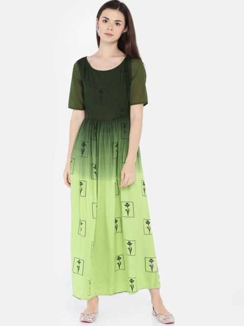 

Colour Me by Melange Women Green Dyed A-Line Dress