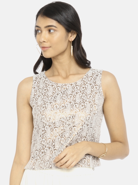 

Colour Me by Melange Women Gold-Toned Self Design Top