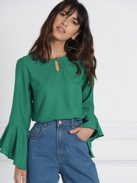 

all about you Women Green Solid Top