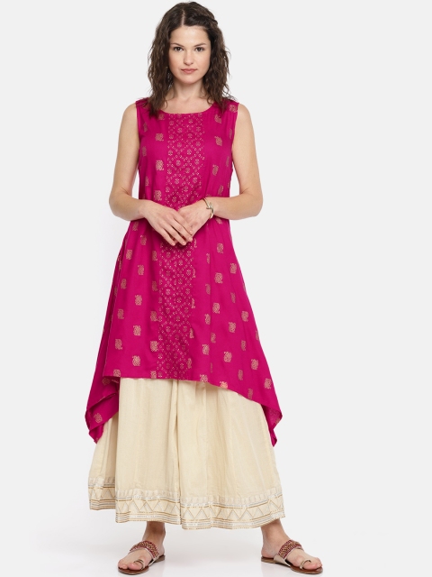 

Colour Me by Melange Women Pink Printed A-Line High-Low Kurta
