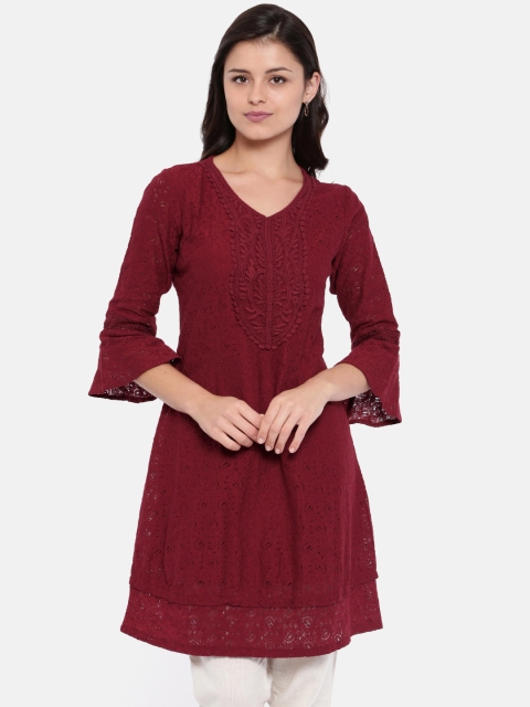 

Colour Me by Melange Women Maroon Lace A-Line Kurta