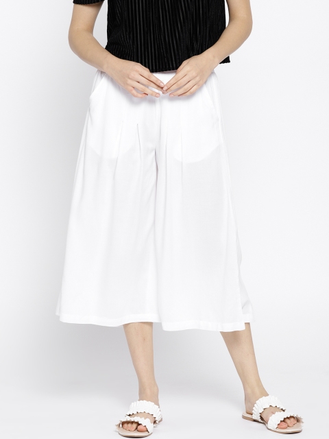 

AURELIA Women White Flared Semi-Sheer Solid Culottes