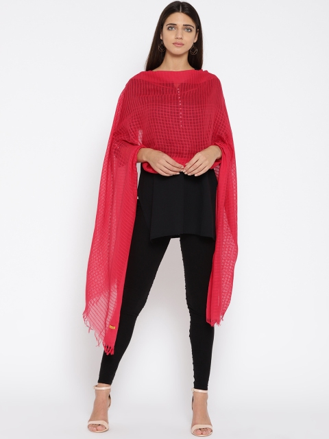 

AURELIA Red Self-Checked Pure Cotton Dupatta