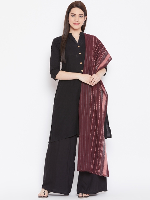 

AURELIA Burgundy Striped Dupatta