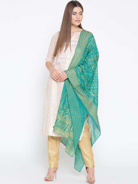 

AURELIA Teal Blue & Golden Printed Dupatta