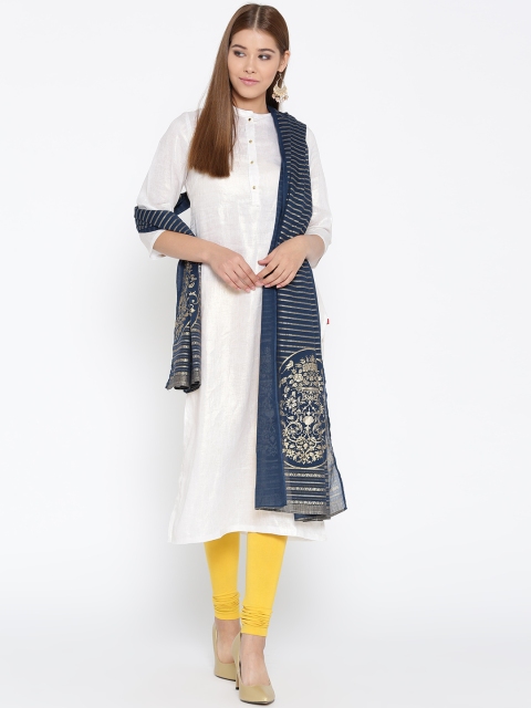 

AURELIA Navy Blue & Golden Printed Dupatta