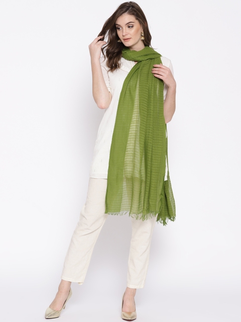 

AURELIA Green Self-Check Pure Cotton Dupatta