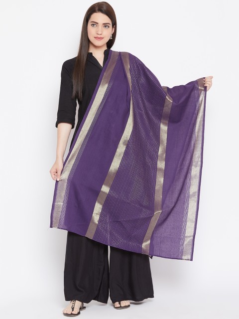 

AURELIA Purple & Golden Woven Design Pure Cotton Dupatta