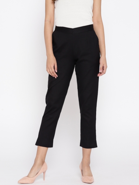 

AURELIA Women Black Solid Regular Fit Trousers