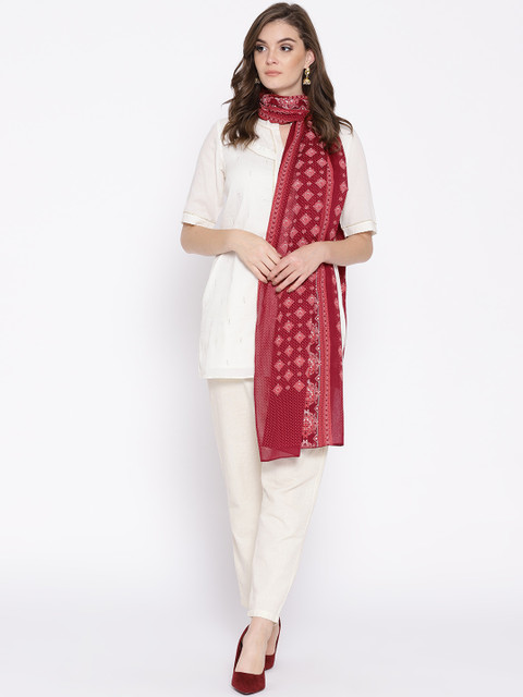 

AURELIA Maroon & Pink Printed Pure Cotton Dupatta