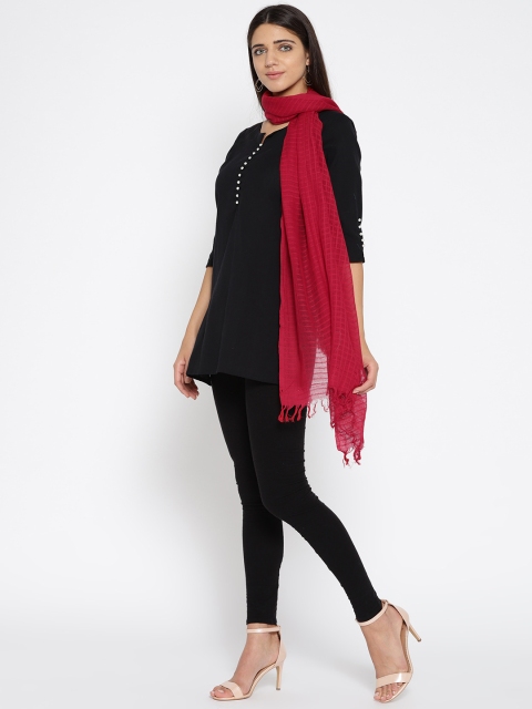 

AURELIA Red Self-Checked Pure Cotton Dupatta