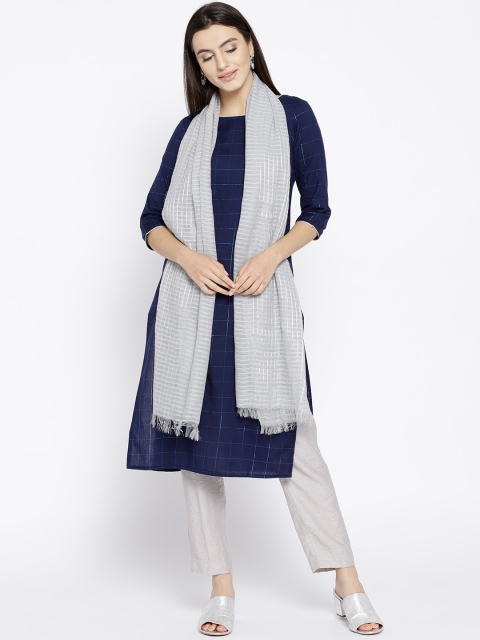 

AURELIA Grey Checked Dupatta
