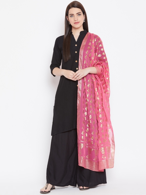 

AURELIA Pink & Golden Printed Dupatta