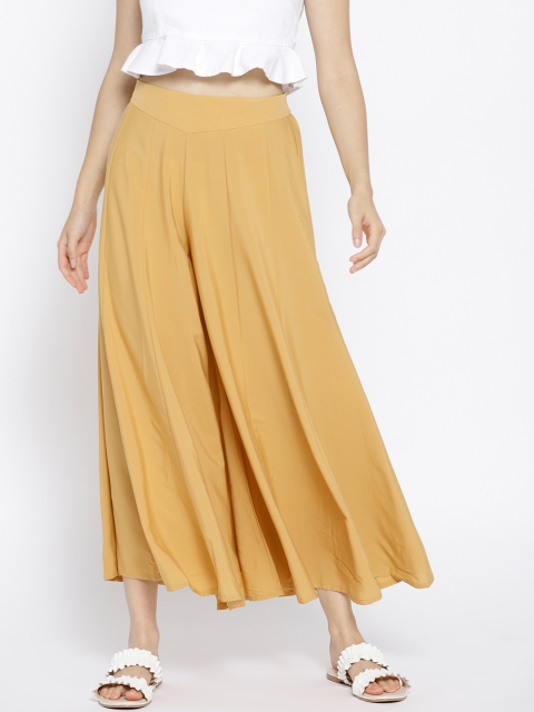 

AURELIA Women Mustard Yellow Solid Flared Palazzos