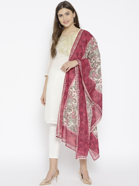 

AURELIA Pink & White Printed Pure Cotton Dupatta