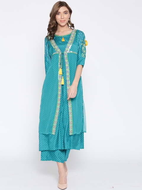 

AURELIA Women Green Printed Kurta with Palazzos