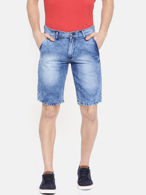 

American Crew Men Blue Washed Regular Fit Denim Shorts