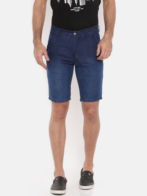 

American Crew Men Blue Washed Regular Fit Denim Shorts