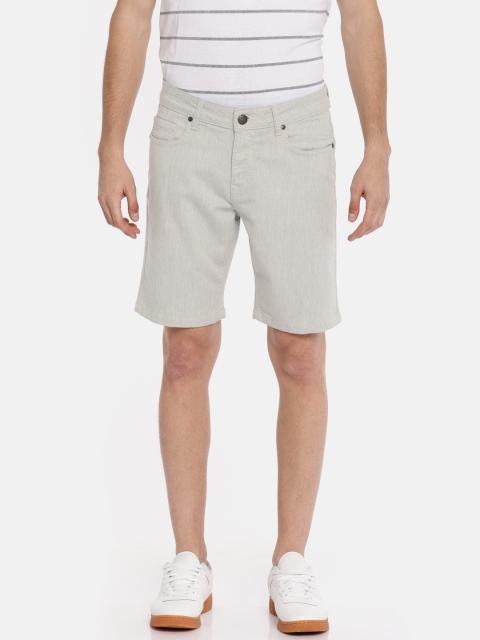 

American Crew Men Grey Solid Slim Fit Denim Shorts