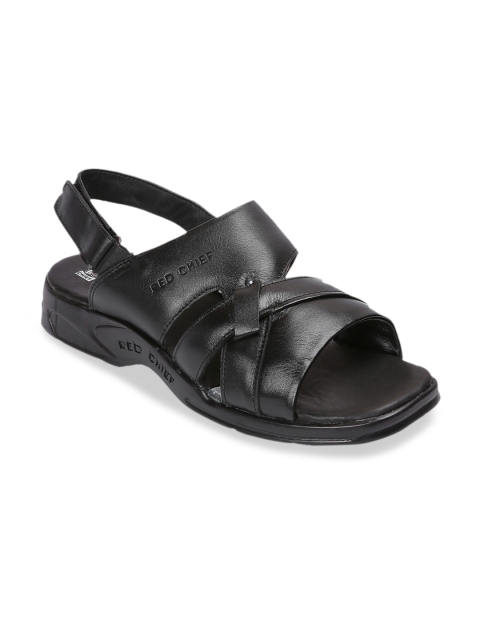

Red Chief Men Black Leather Comfort Sandals