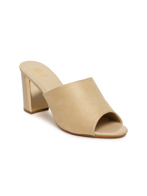 

Tresmode Women Beige Jenny Suede Heeled Mules