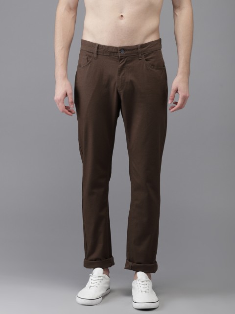 

Flying Machine Men Coffee Brown Super Slim Fit Solid Regular Trousers