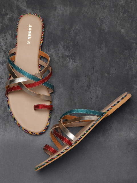 

Anouk Women Multicoloured Colourblocked One Toe Flats, Multi