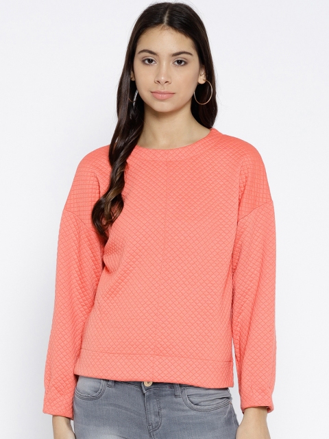 

Madame Women Peach-Coloured Quilted Sweatshirt