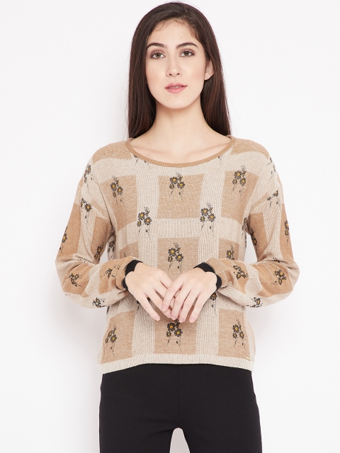 

Madame Women Beige & Brown Floral Print Sweater