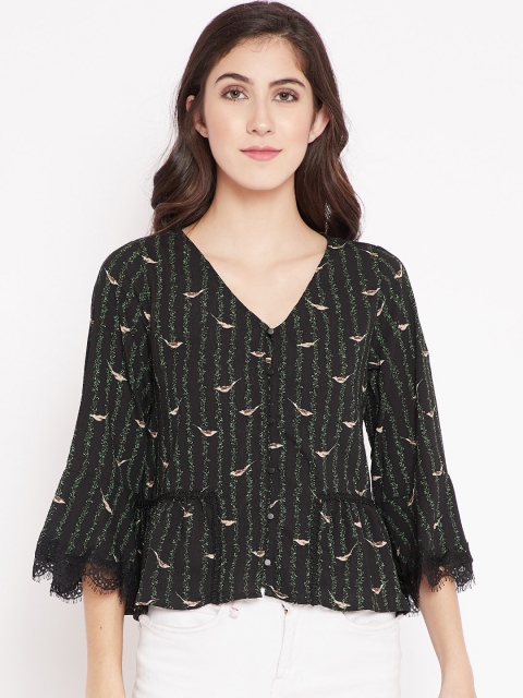 

Madame Women Black Printed A-Line Top