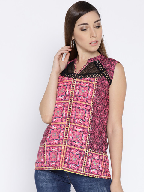 

Madame Women Pink Printed A-Line Top