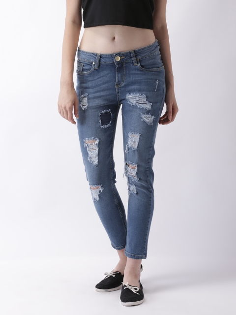

Blue Saint Women Blue Slim Fit Mid-Rise Mildly Distressed Stretchable Jeans