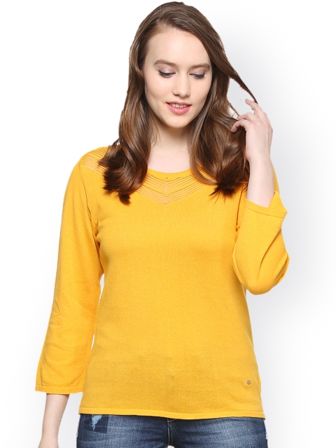 

Allen Solly Woman Women Yellow Solid Pure Cotton Top
