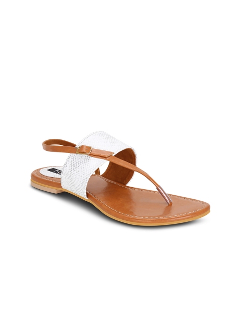 

Kielz Women White Solid Synthetic T-Strap Flats