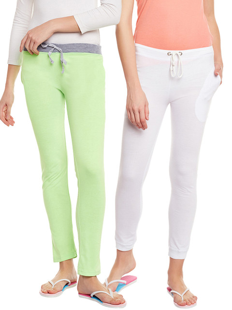 

VIMAL JONNEY Women Pack of 2 Lounge Pants F6GREEN-F4WHITE, White