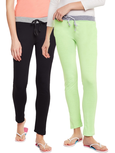 

VIMAL JONNEY Women Pack of 2 Lounge Pants F6BLACK-F6GREEN-02, Black
