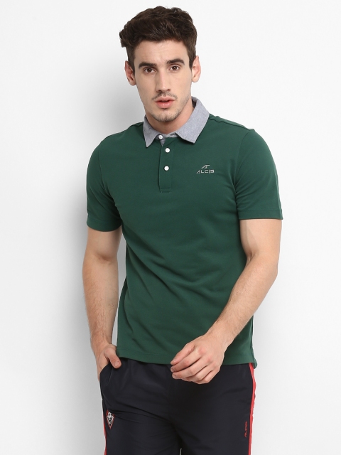 

Alcis Men Green Solid Polo Collar T-shirt